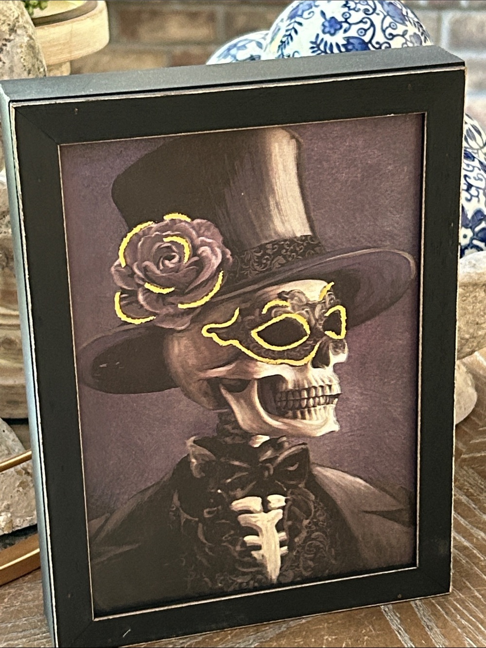 NEW! Vintage Inspired Victorian Gothic Skeleton Skull Gentleman Framed Wall Art